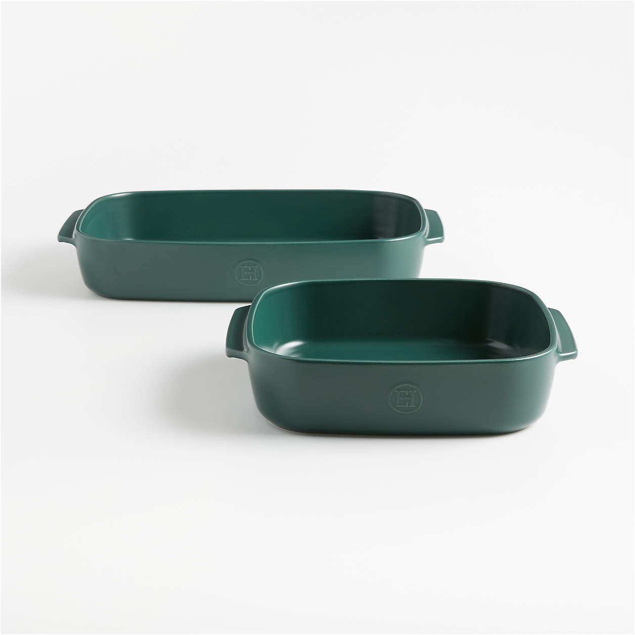Emile Henry x Crate & Barrel 2Piece Green Ceramic Baking Dish Set