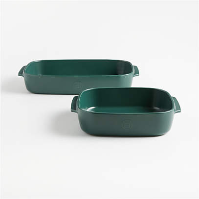 Emile Henry x Crate & Barrel 2-Piece Green Ceramic Baking Dish Set