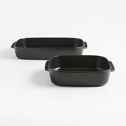 Emile Henry x Crate & Barrel 2-Piece Black Ceramic Baking Dish Set