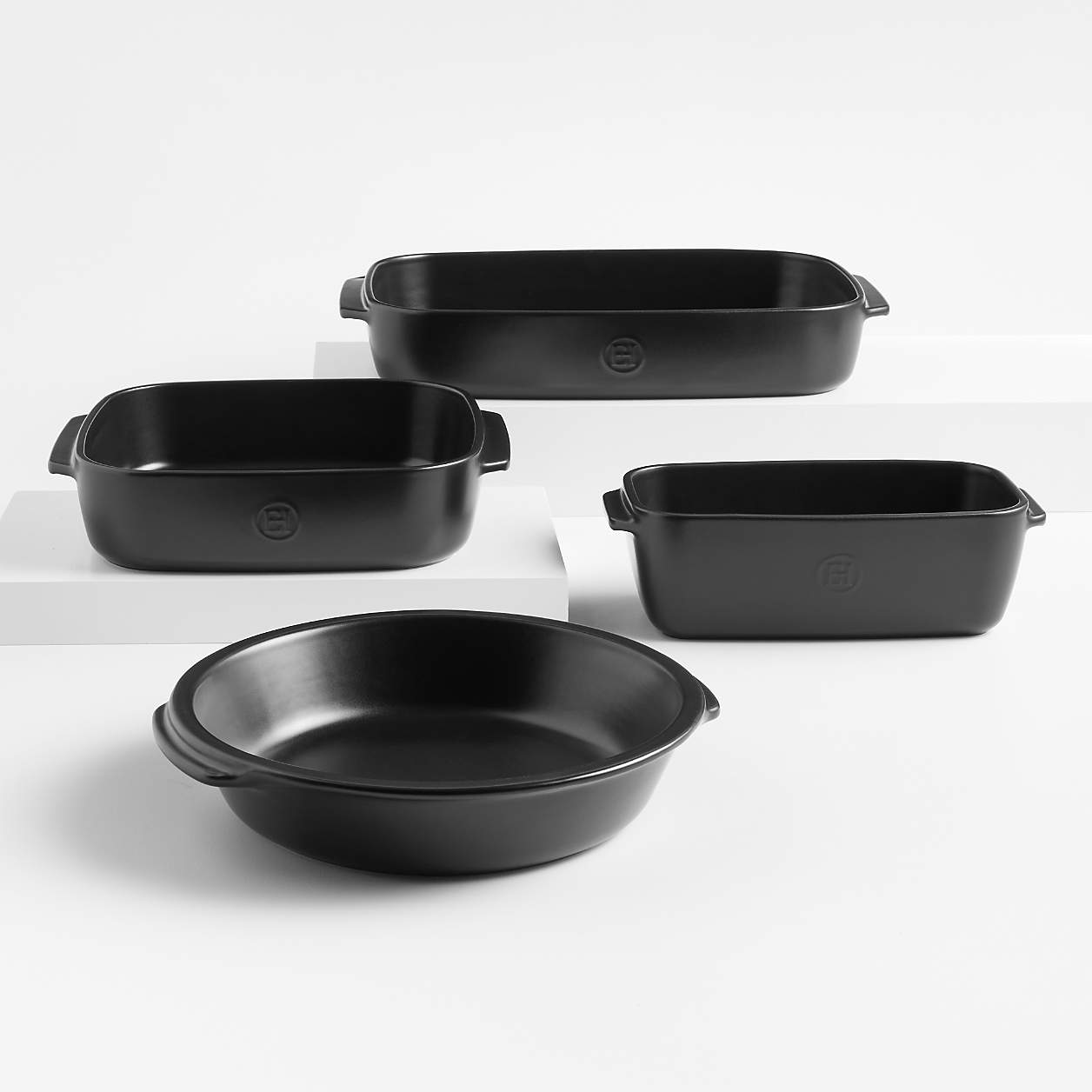 Emile Henry x Crate & Barrel 4-Piece Black Ceramic Bakeware Set | Crate ...