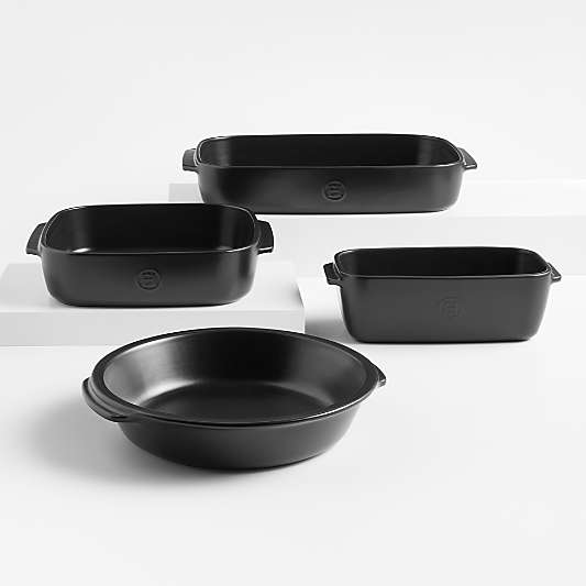 Emile Henry x Crate & Barrel 4-Piece Black Ceramic Bakeware Set