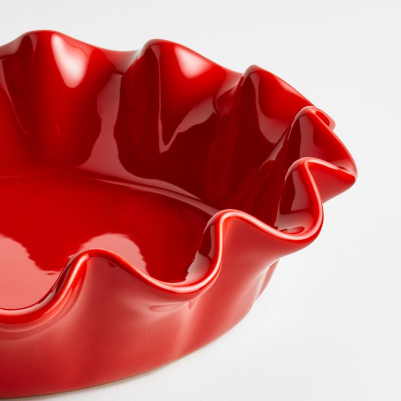 Emile Henry Burgundry Ruffled Deep Ceramic Pie Dish - image 1 of 2