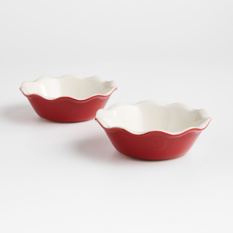 Emile Henry Modern Classics Rouge Red Pie Dish Set of 2 Crate Barrel