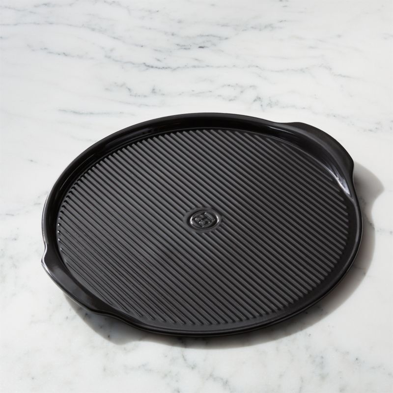 Emile Henry Black Ribbed Pizza Stone - image 0 of 3