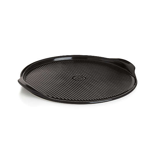 Emile Henry Black Ribbed Pizza Stone