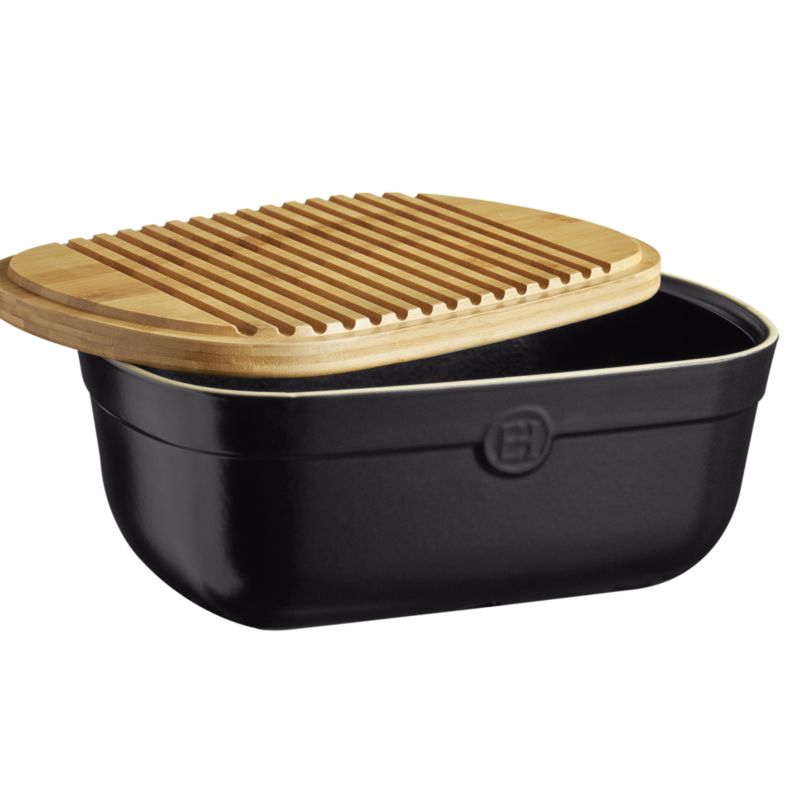 Emile Henry Truffle Ceramic Bread Box with Bamboo Lid - image 2 of 3