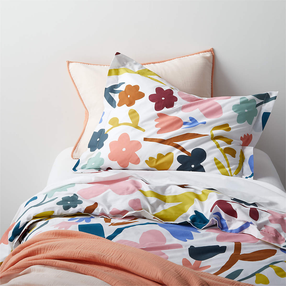Bachelor opleiding Landgoed campagne Emile Organic Cotton Twin Colorful Floral Duvet Cover + Reviews | Crate &  Kids