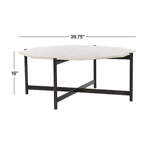 Emilia White Marble and Grey Iron 40" Polygon Coffee Table