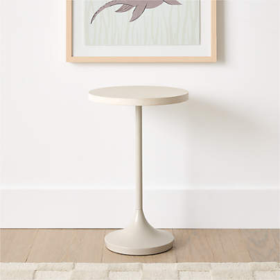 Emme 15" White Wood Round Pedestal Nursery Side Table