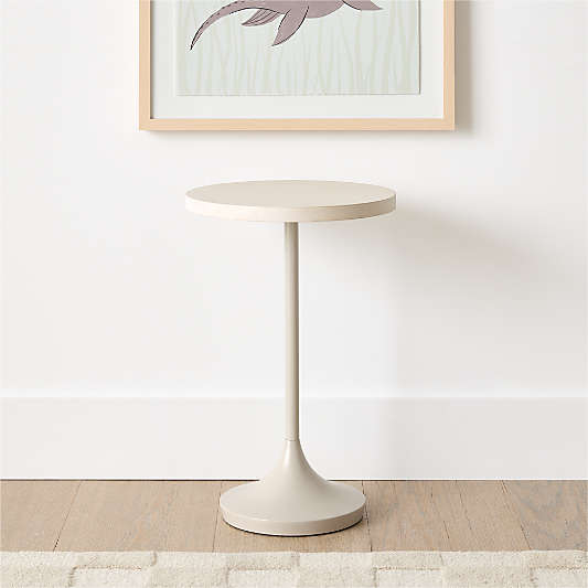 Emme 15" White Wood Round Pedestal Nursery Side Table
