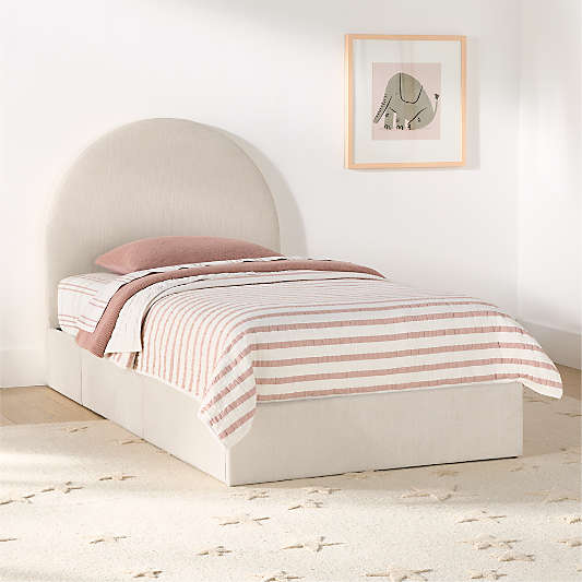 Emma Cream Upholstered Arched Kids Storage Bed