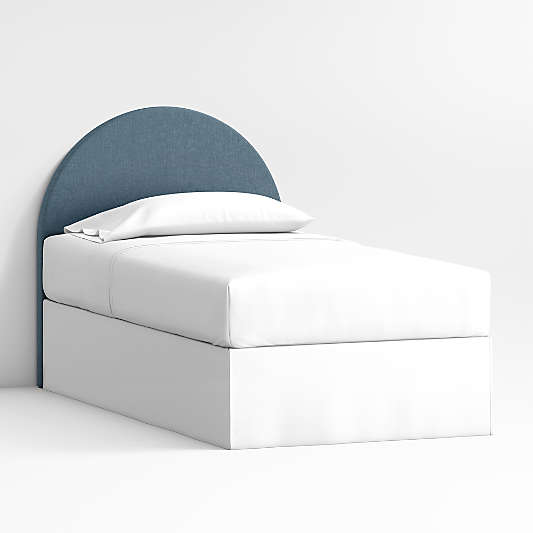 Emma Denim Blue Upholstered Arched Kids Full Headboard