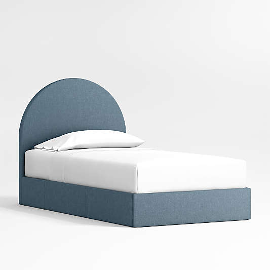 Emma Denim Blue Upholstered Arched Kids Storage Bed