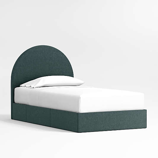 Emma Jungle Green Upholstered Arched Kids Full Storage Bed