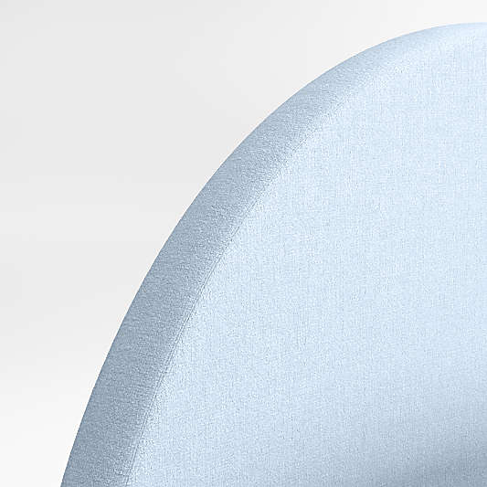 Emma Light Blue Upholstered Kids Headboard with Natural Wood Base