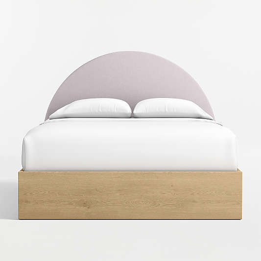 Emma Lilac Upholstered Kids Full Headboard with Natural Wood Base