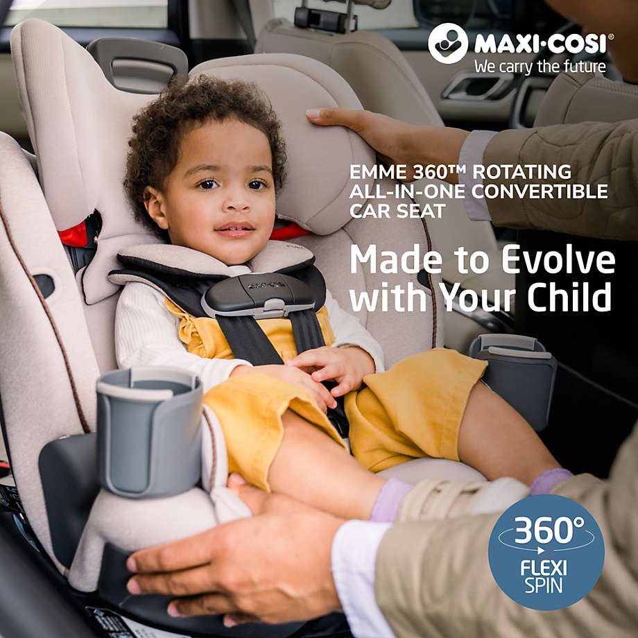 Maxi-Cosi Emme 360 Rotating All-in-One Midnight Black Convertible Baby Car  Seat