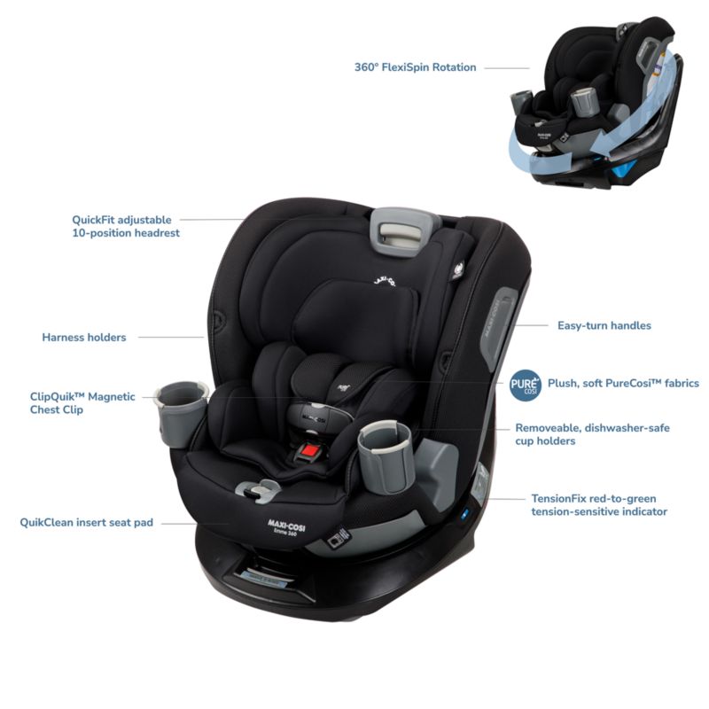 Maxi-Cosi ® Emme 360 ™ Rotating All-in-One Midnight Black Convertible Baby Car Seat - image 8 of 9