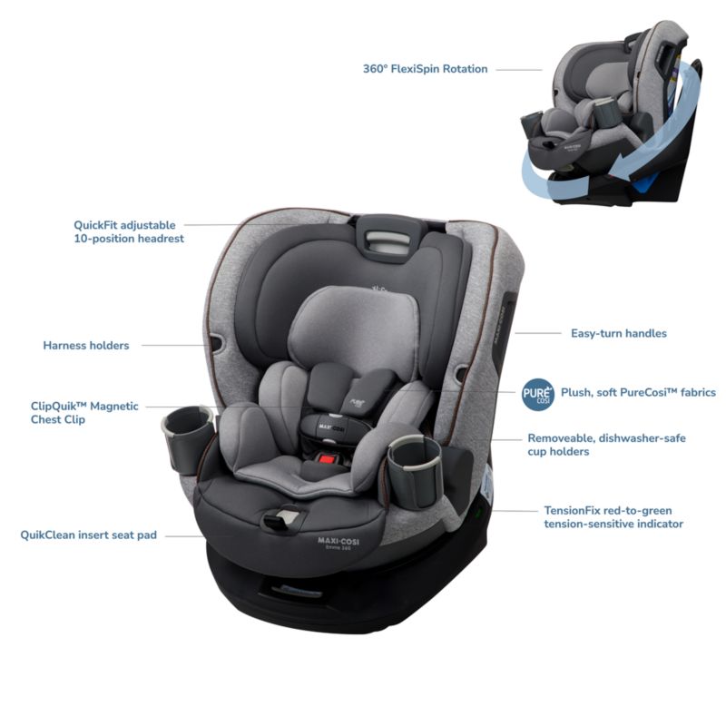 Maxi-Cosi - Emme 360 ​​Asiento de automóvil convertible giratorio todo en  uno, Urban Wonder