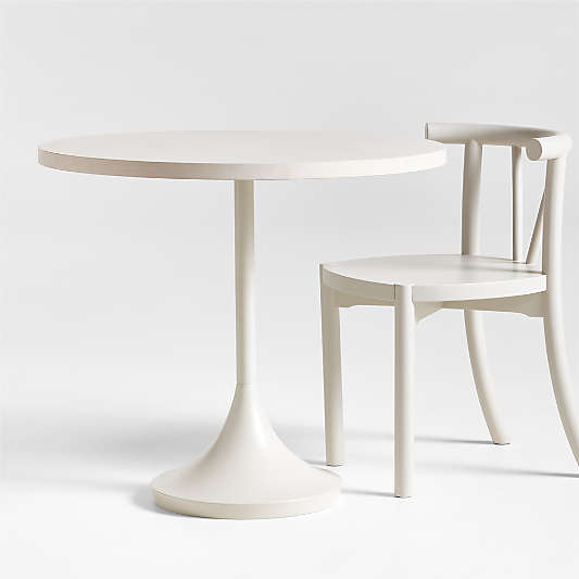 Emme Whitewashed Wood and Cozy Grey Metal 26'' Round Kids Play Table