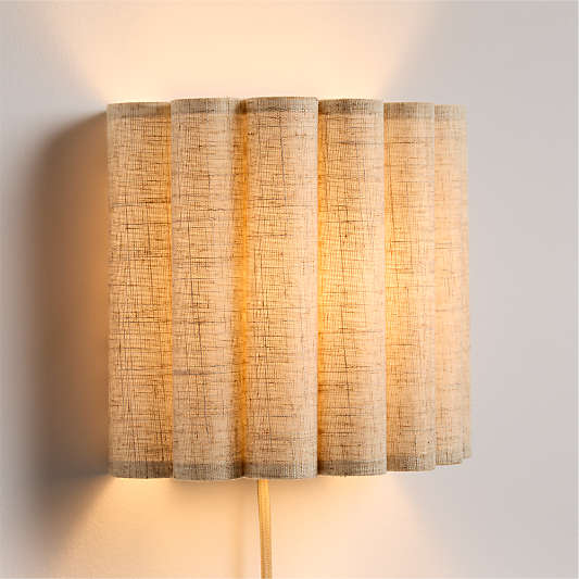 Emme Pleated Linen Plug-In Wall Sconce