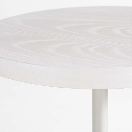 Emme White Wood Round Pedestal Nursery Side Table