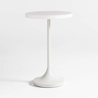 Emme White Wood Round Pedestal Nursery Side Table