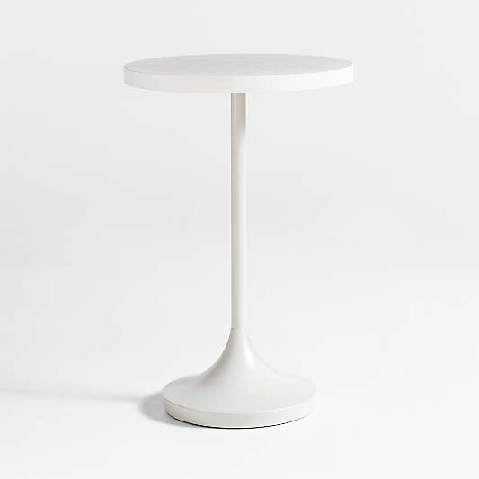 Emme White Wood Round Pedestal Nursery Side Table