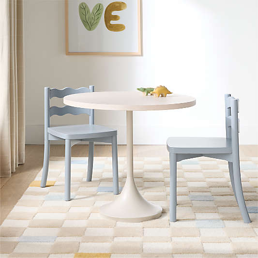 Emme Whitewashed Wood and Cozy Grey Metal 26'' Round Kids Play Table