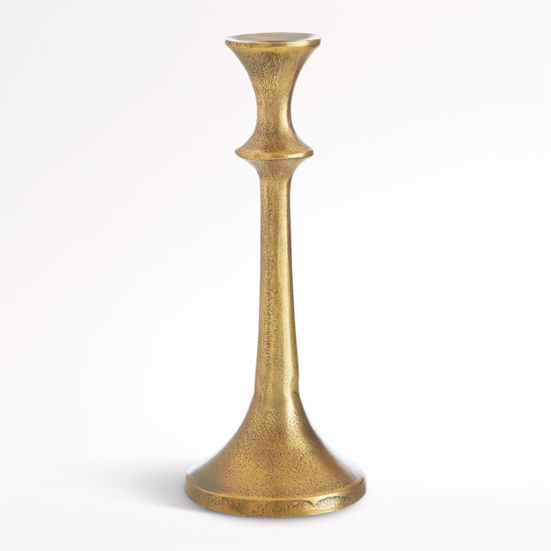 Minimalist Aged Antique Brass Finish Metal Taper Candle Holder