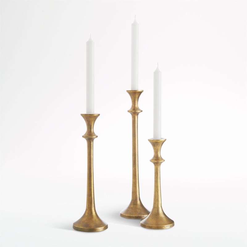 Emmett Antique Brass Taper Candle Holders, Set of 3