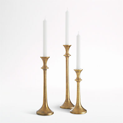 View Emmett Antique Brass Taper Candle Holders, Set of 3 details