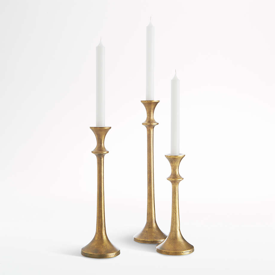 Dark Wood Candlesticks Set Taper Candle Holders With Brass Inserts Brand New 