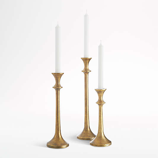 Emmett Antique Brass Taper Candle Holders, Set of 3