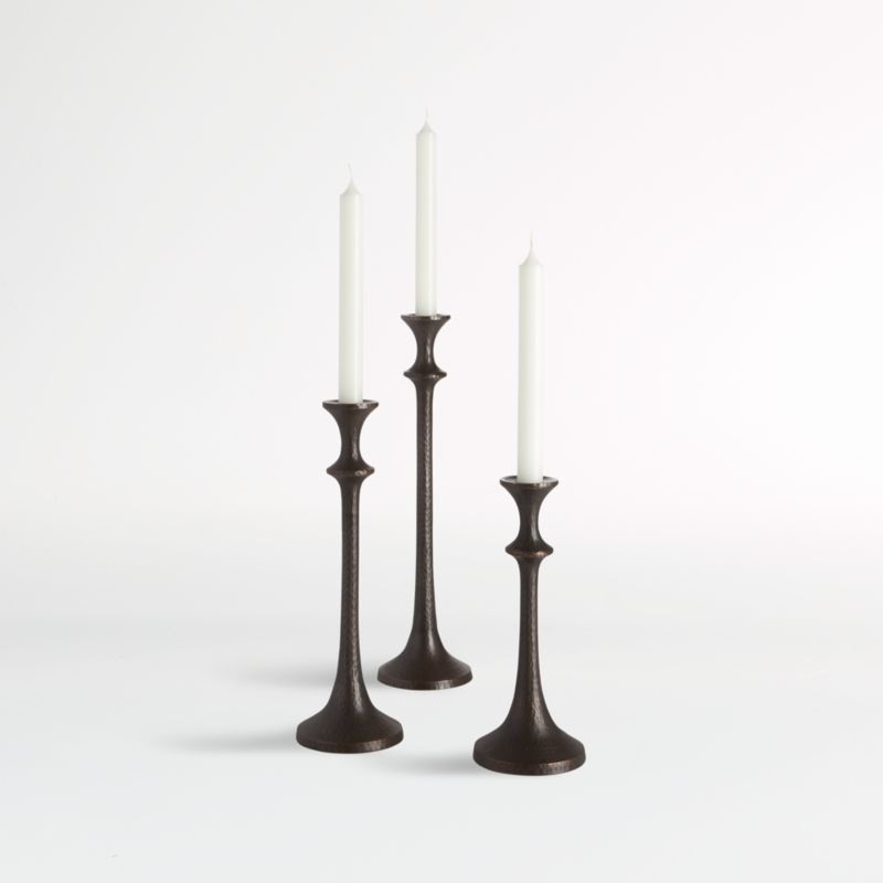 Emmett Bronze Taper Candle Holders | Crate & Barrel