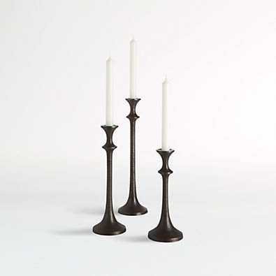View Emmett Bronze Taper Candle Holders, Set of 3 details