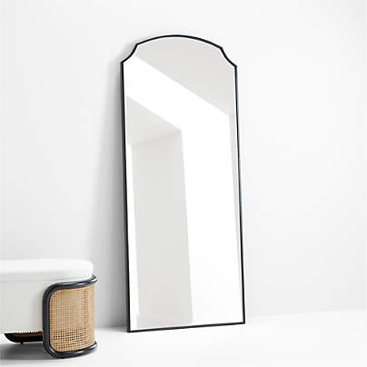 Emmy Narrow Black Arch Floor Mirror 32"x76.25"