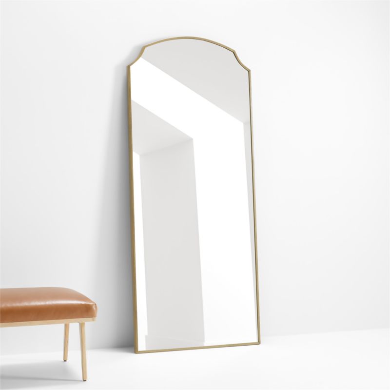 Emmy Narrow Brass Arch Floor Mirror 32"x76.25" - image 0 of 5