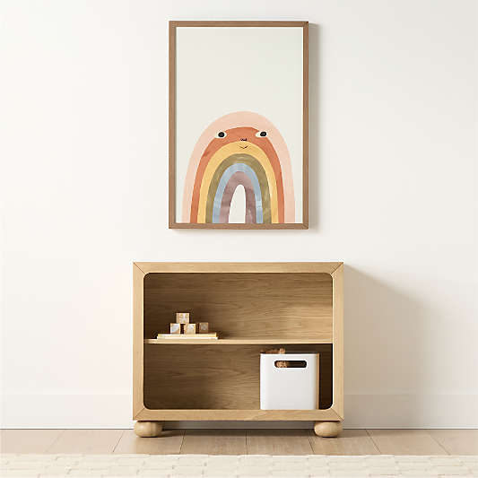 Emery 36" Natural Oak Wood 2-Shelf Kids Bookcase