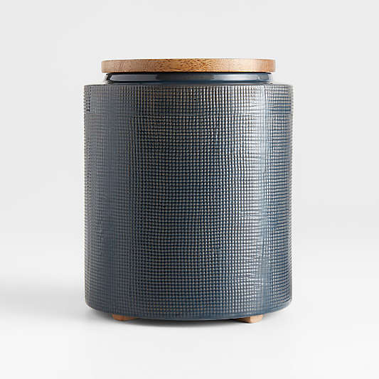 Ena Large Ceramic Canister with Wood Lid