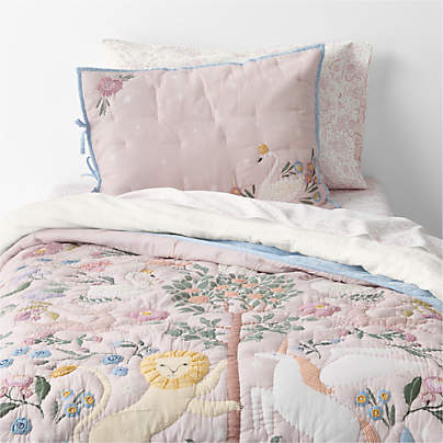 Enchanted Dreams Embroidered 100% Organic Cotton Voile Kids Twin Quilt