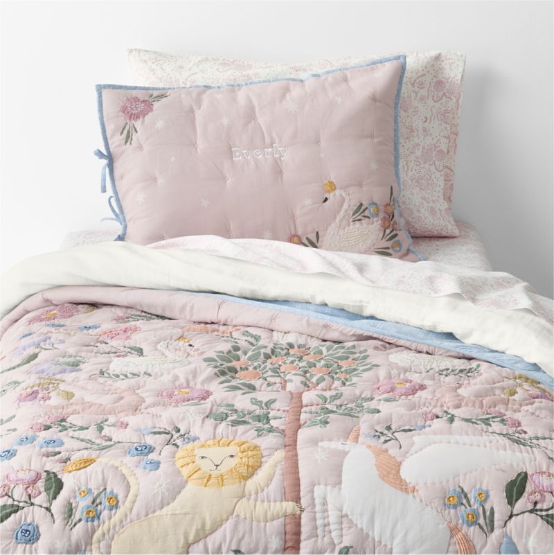 Enchanted Dreams Embroidered Organic Cotton Voile Kids Pillow Sham - image 2 of 3