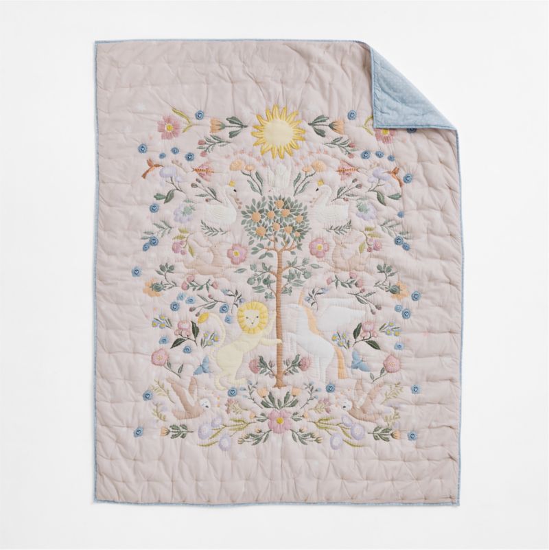 Enchanted Dreams Embroidered 100% Organic Cotton Voile Kids Twin Quilt - image 2 of 6