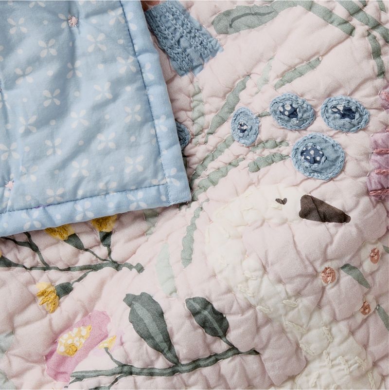Enchanted Dreams Embroidered Organic Cotton Voile Baby Crib Quilt - image 5 of 7