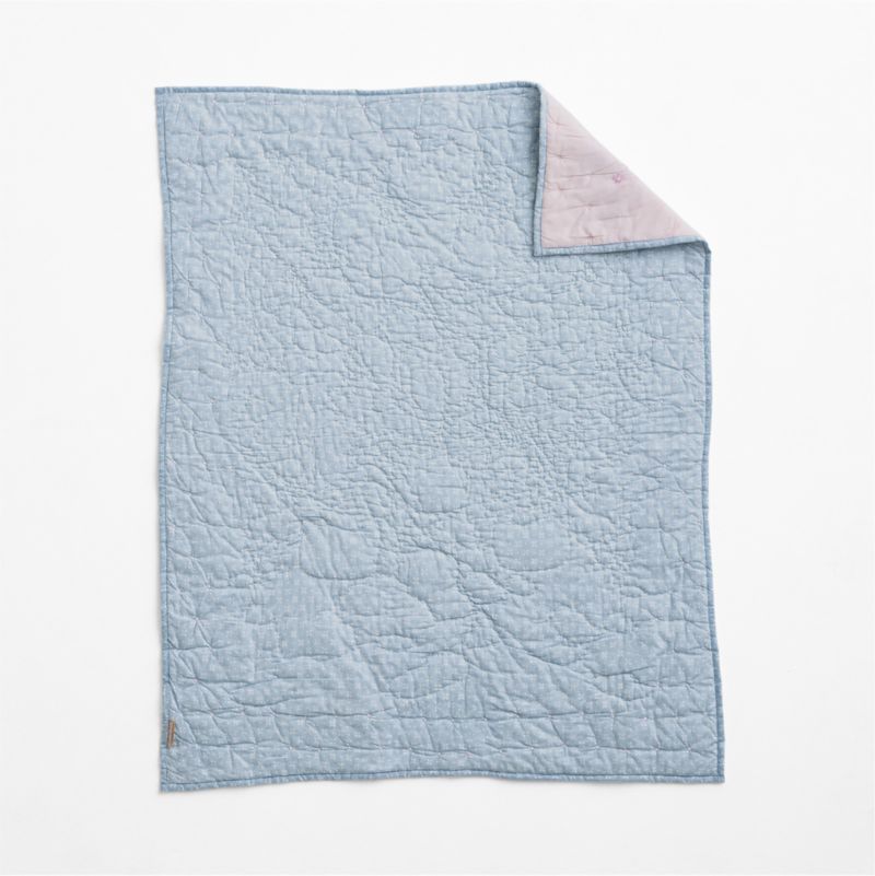 Enchanted Dreams Embroidered Organic Cotton Voile Baby Crib Quilt - image 4 of 7