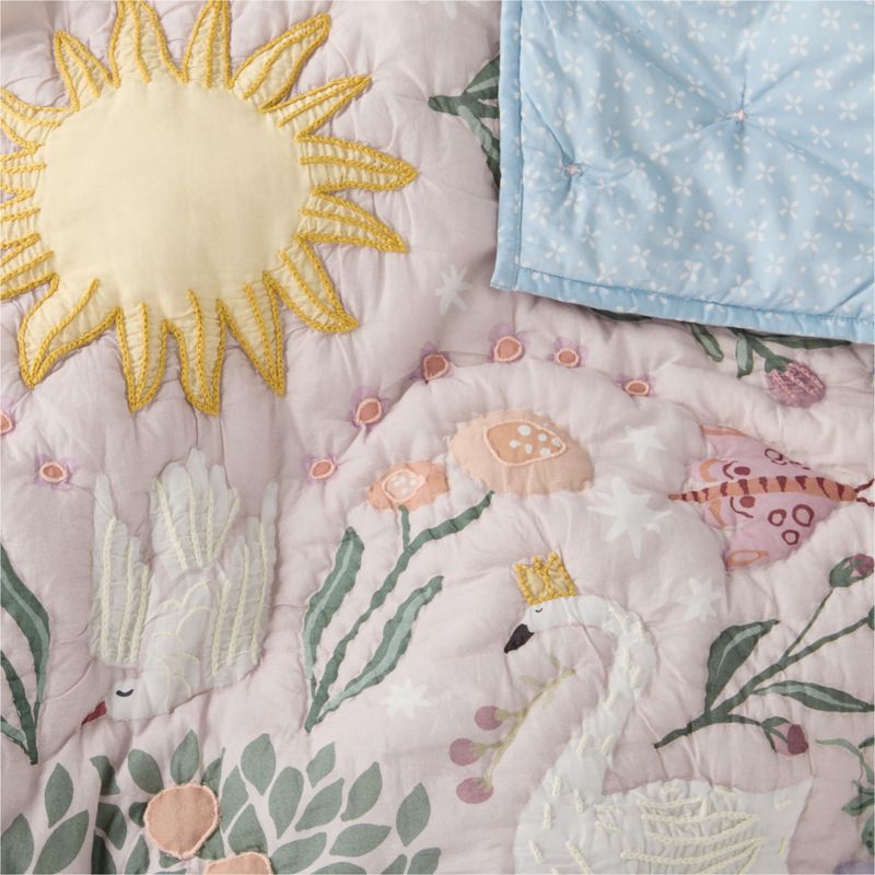 Enchanted Dreams Embroidered 100% Organic Cotton Voile Kids Twin Quilt - image 4 of 6