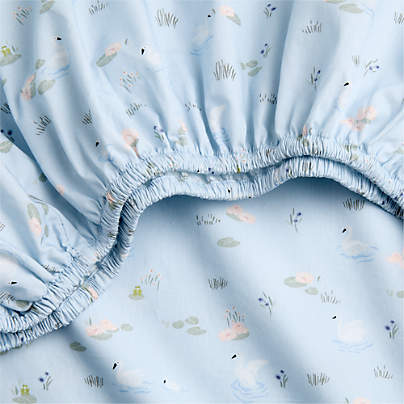 Enchanted Swan Organic Cotton Baby Crib Fitted Sheet