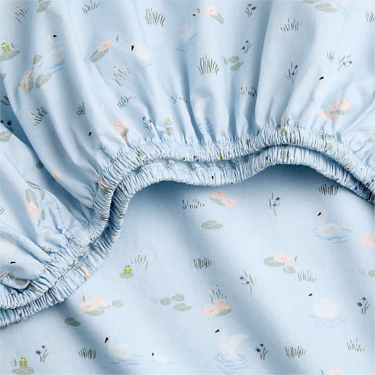 Enchanted Swan Organic Cotton Baby Crib Fitted Sheet