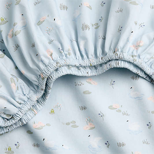 Enchanted Swan Organic Cotton Baby Crib Fitted Sheet