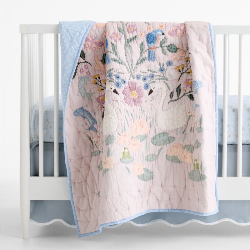 Enchanted Swan Organic Cotton Baby Crib Fitted Sheet - image 4 of 5